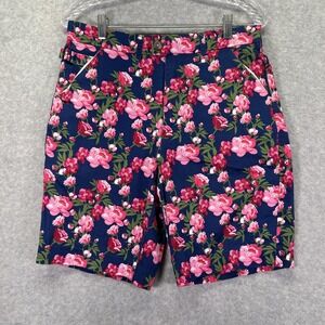 Royal & Awesome Shorts Mens 32 Blue Pink Bloomer Floral Golf Chino Stretch